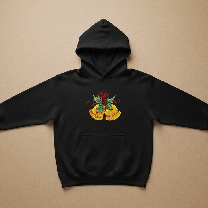 Holiday Bells with Holly &amp; Ribbon Machine Embroidered Sweatshirt – Hand Finished in Dubai | EmbroMania