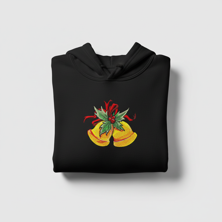 Holiday Bells with Holly &amp; Ribbon Machine Embroidered Sweatshirt – Hand Finished in Dubai | EmbroMania