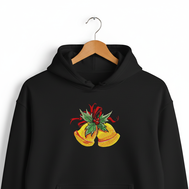 Holiday Bells with Holly &amp; Ribbon Machine Embroidered Sweatshirt – Hand Finished in Dubai | EmbroMania