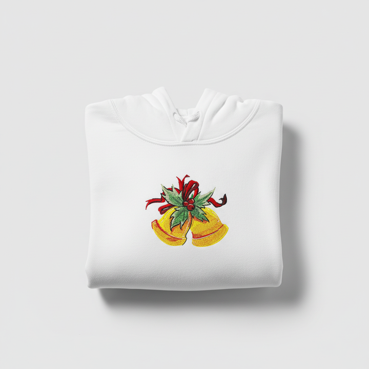 Holiday Bells with Holly &amp; Ribbon Machine Embroidered Sweatshirt – Hand Finished in Dubai | EmbroMania