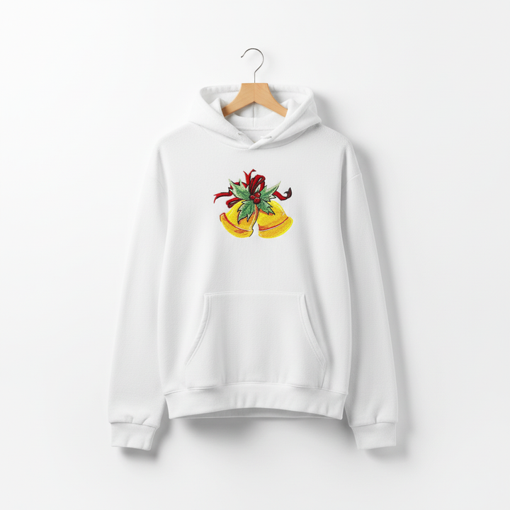 Holiday Bells with Holly &amp; Ribbon Machine Embroidered Sweatshirt – Hand Finished in Dubai | EmbroMania