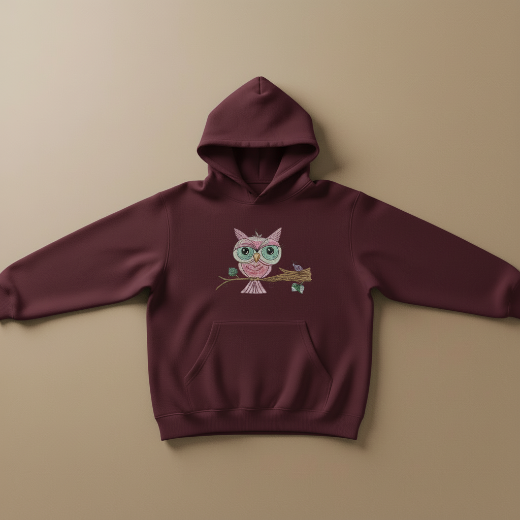 Owl &amp; Snail Friends Machine Embroidered Sweatshirt – Hand Finished in Dubai | EmbroMania