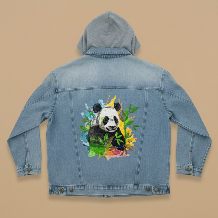 Denim Soul Machine Embroidered Denim Hoodie Jacket – Hand Finished in Dubai | EmbroMania