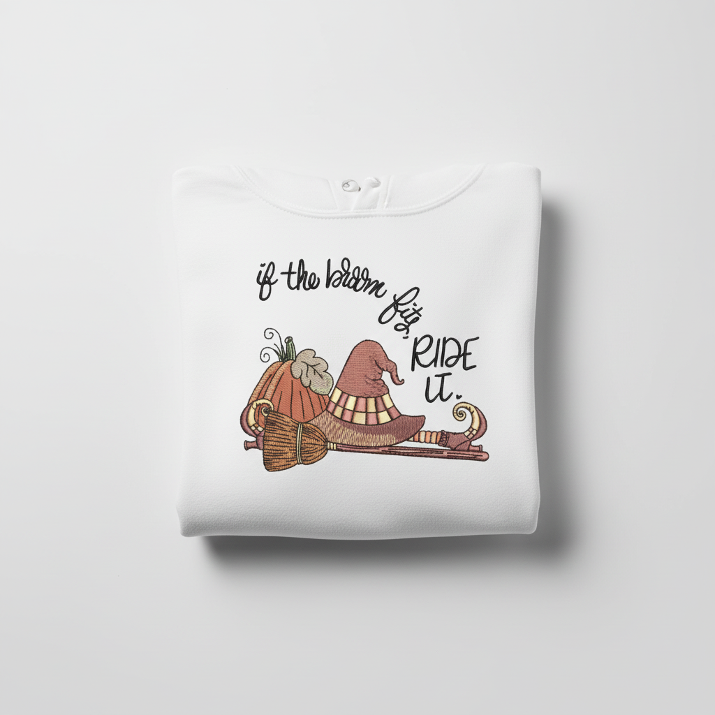 If the Broom Fits Ride It Machine Embroidered Sweatshirt – Hand Finished in Dubai | EmbroMania