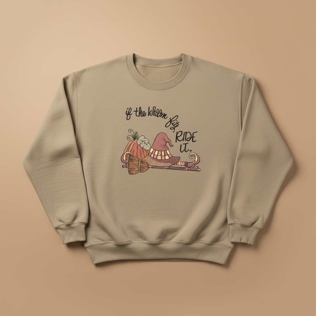 If the Broom Fits Ride It Machine Embroidered Sweatshirt – Hand Finished in Dubai | EmbroMania