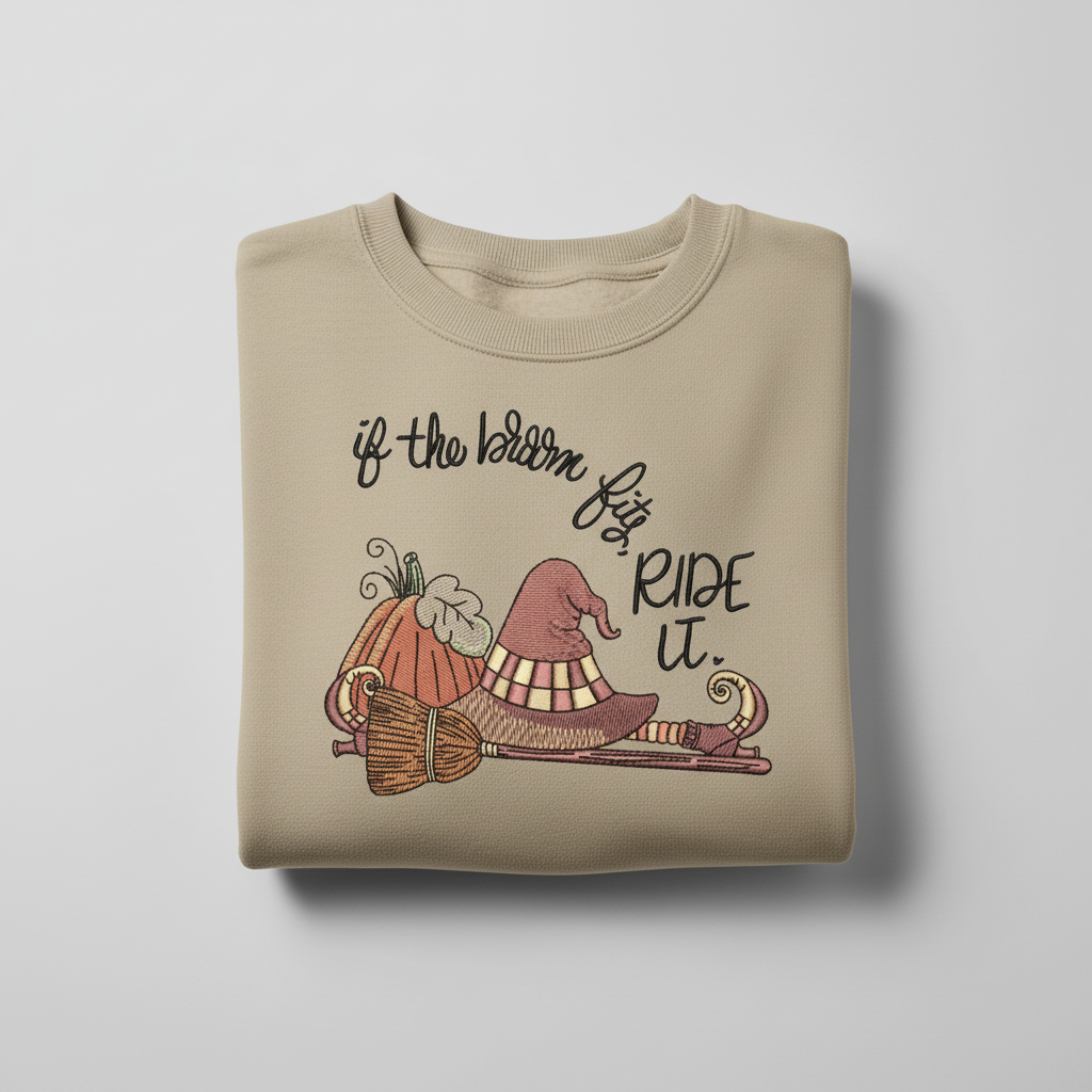 If the Broom Fits Ride It Machine Embroidered Sweatshirt – Hand Finished in Dubai | EmbroMania
