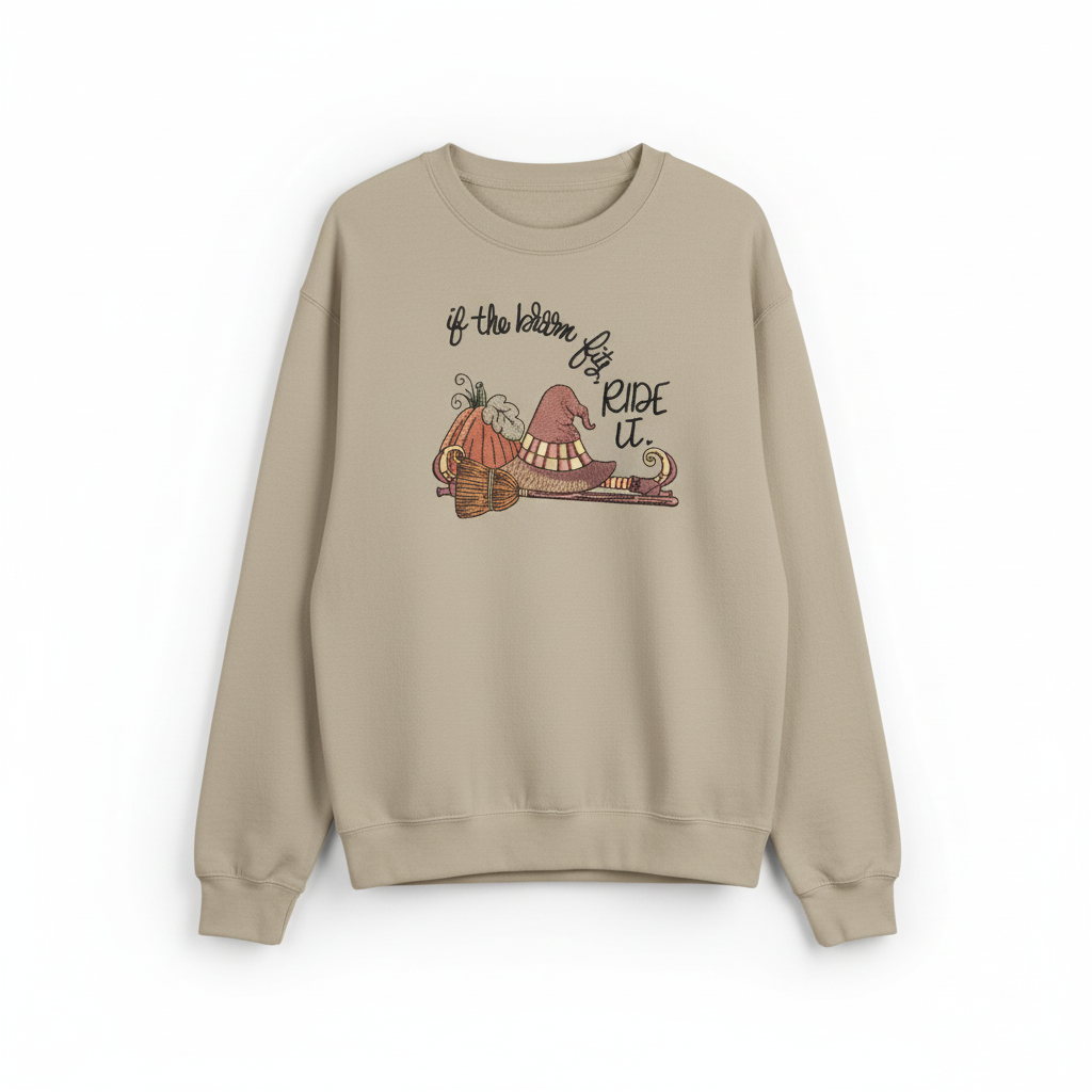 If the Broom Fits Ride It Machine Embroidered Sweatshirt – Hand Finished in Dubai | EmbroMania