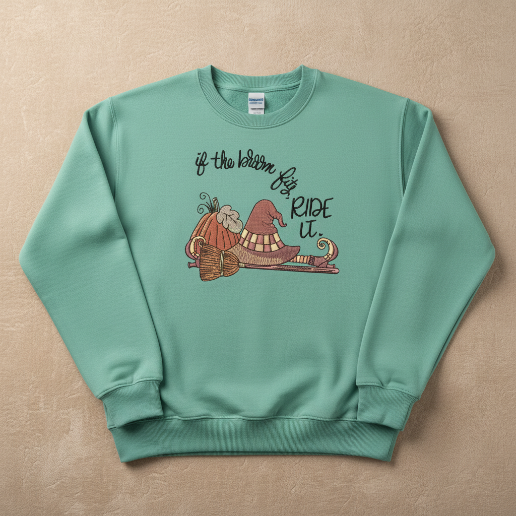 If the Broom Fits Ride It Machine Embroidered Sweatshirt – Hand Finished in Dubai | EmbroMania
