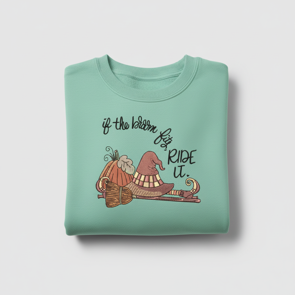 If the Broom Fits Ride It Machine Embroidered Sweatshirt – Hand Finished in Dubai | EmbroMania
