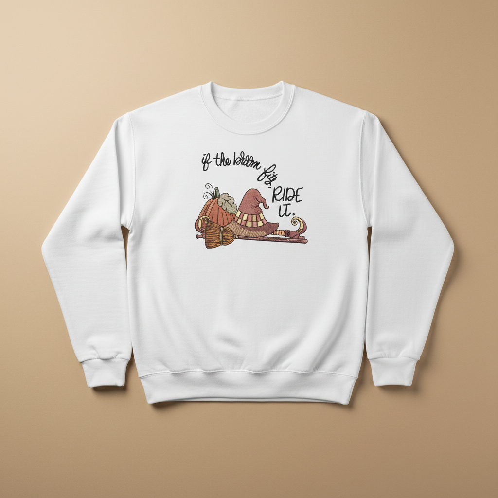 If the Broom Fits Ride It Machine Embroidered Sweatshirt – Hand Finished in Dubai | EmbroMania