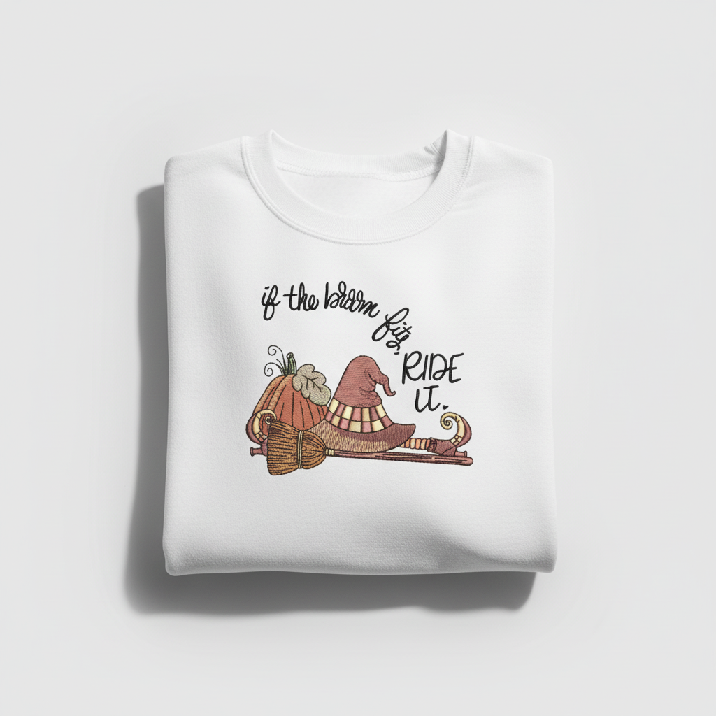 If the Broom Fits Ride It Machine Embroidered Sweatshirt – Hand Finished in Dubai | EmbroMania