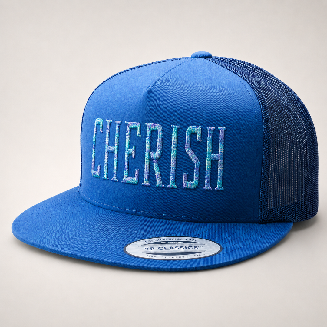 Blue cap with &