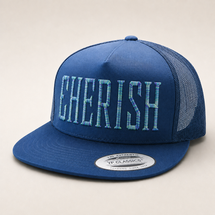 Blue cap with &
