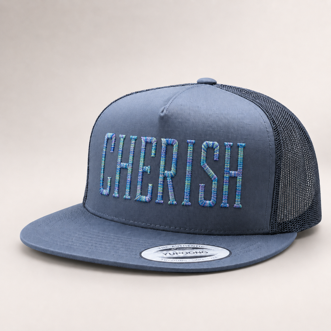 Blue cap with &