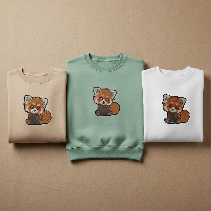 Red Panda — Premium Embroidered Sweatshirt | Original EmbroMania Design