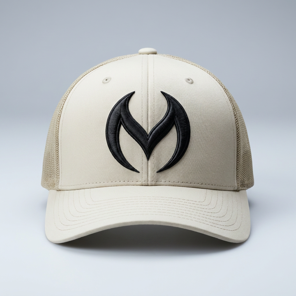 Solar Coil Machine Embroidered 3D Puff Flexfit Cap – Hand Finished in Dubai | EmbroMania