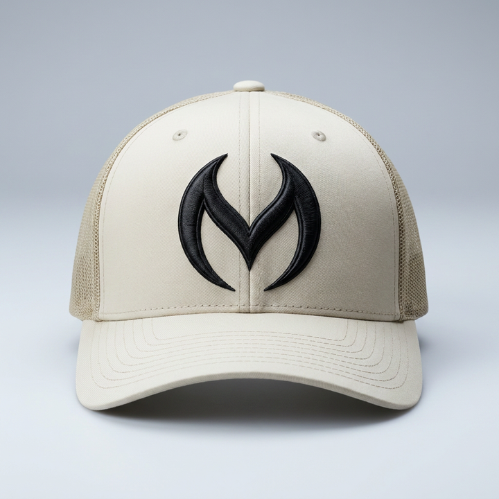 Solar Coil Machine Embroidered 3D Puff Flexfit Cap – Hand Finished in Dubai | EmbroMania