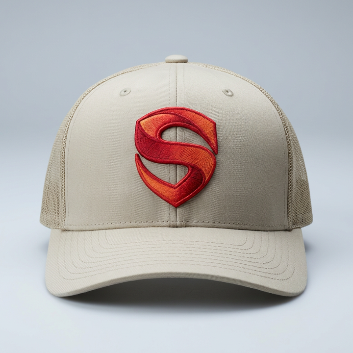Solar Coil Machine Embroidered 3D Puff Flexfit Cap – Hand Finished in Dubai | EmbroMania