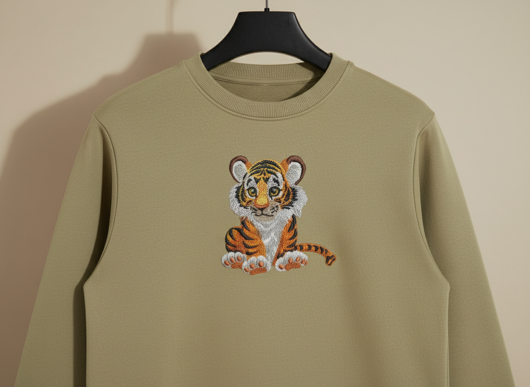 Baby Tiger — Premium Embroidered Sweatshirt | Original EmbroMania Design
