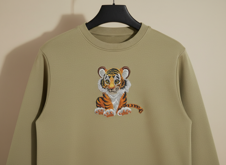 Baby Tiger — Premium Embroidered Sweatshirt | Original EmbroMania Design