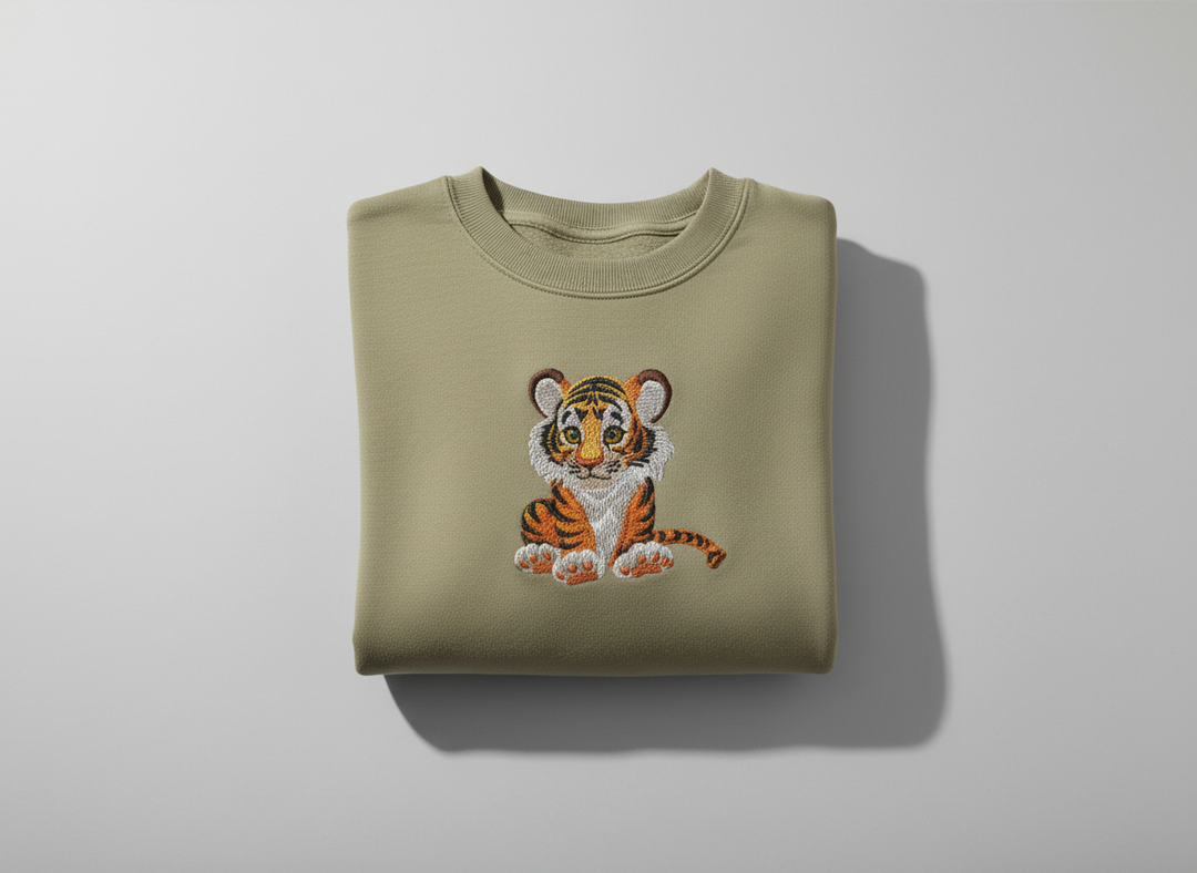Baby Tiger — Premium Embroidered Sweatshirt | Original EmbroMania Design