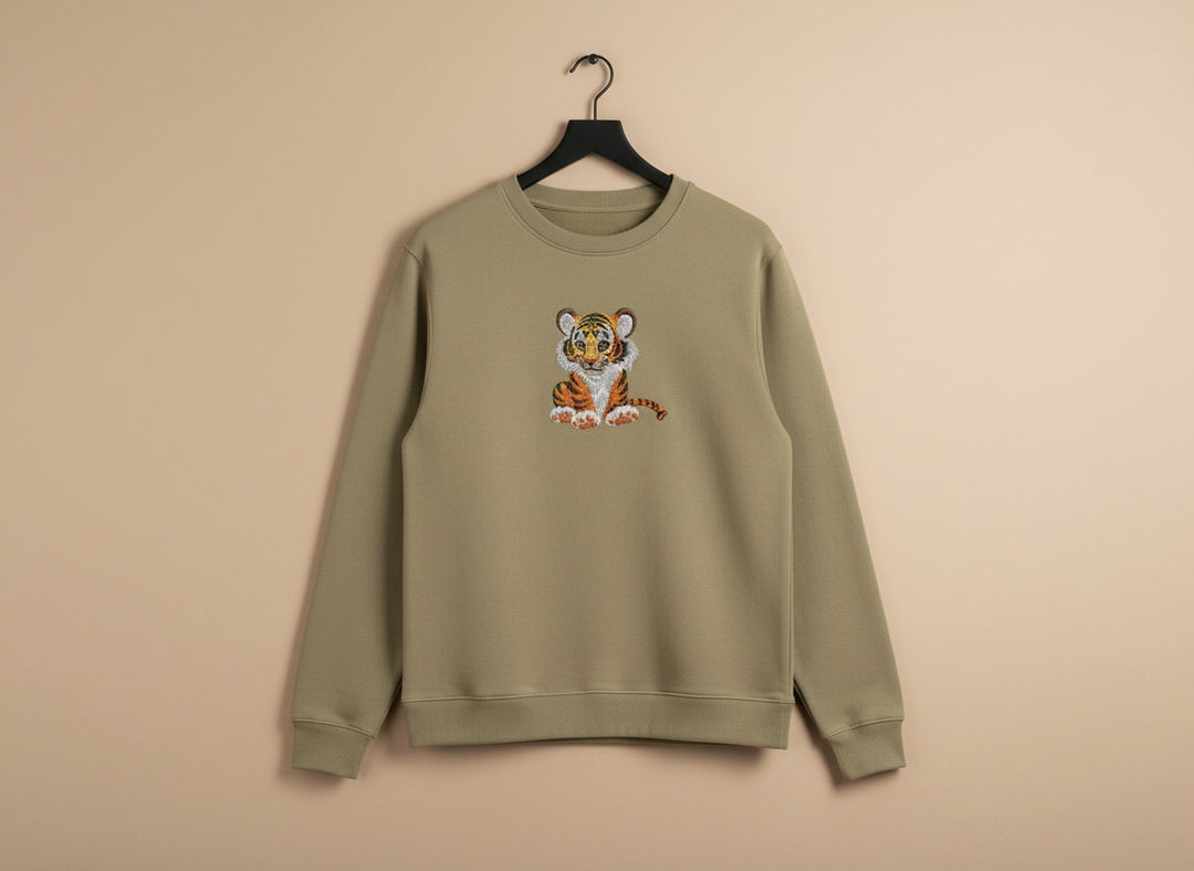 Baby Tiger — Premium Embroidered Sweatshirt | Original EmbroMania Design