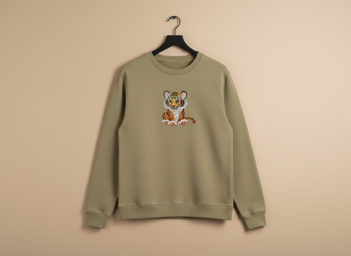 Baby Tiger — Premium Embroidered Sweatshirt | Original EmbroMania Design