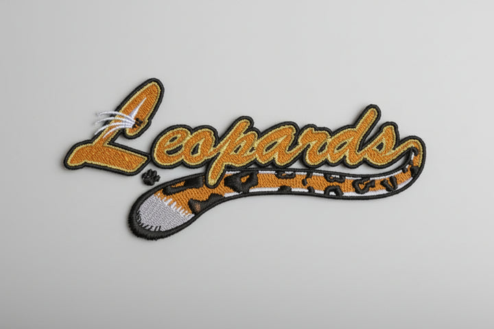 Embroidered patch with &