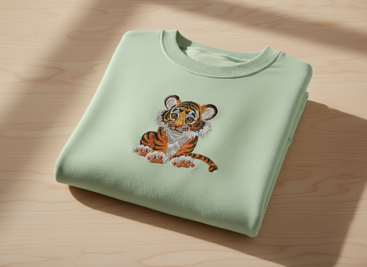 Baby Tiger — Premium Embroidered Sweatshirt | Original EmbroMania Design
