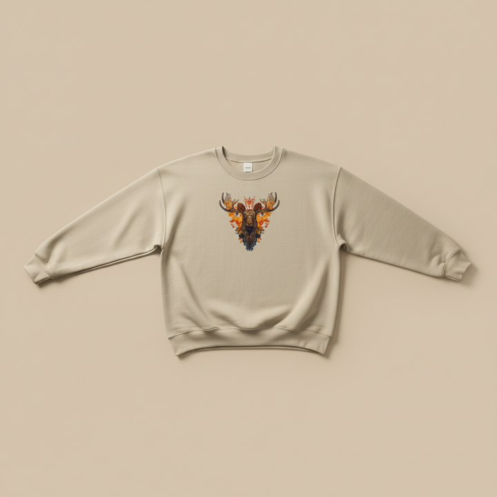 Majestic Autumn Moose — Premium Embroidered Sweatshirt | Original EmbroMania Design