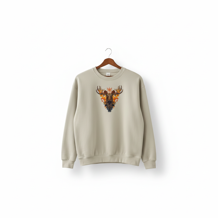 Majestic Autumn Moose — Premium Embroidered Sweatshirt | Original EmbroMania Design