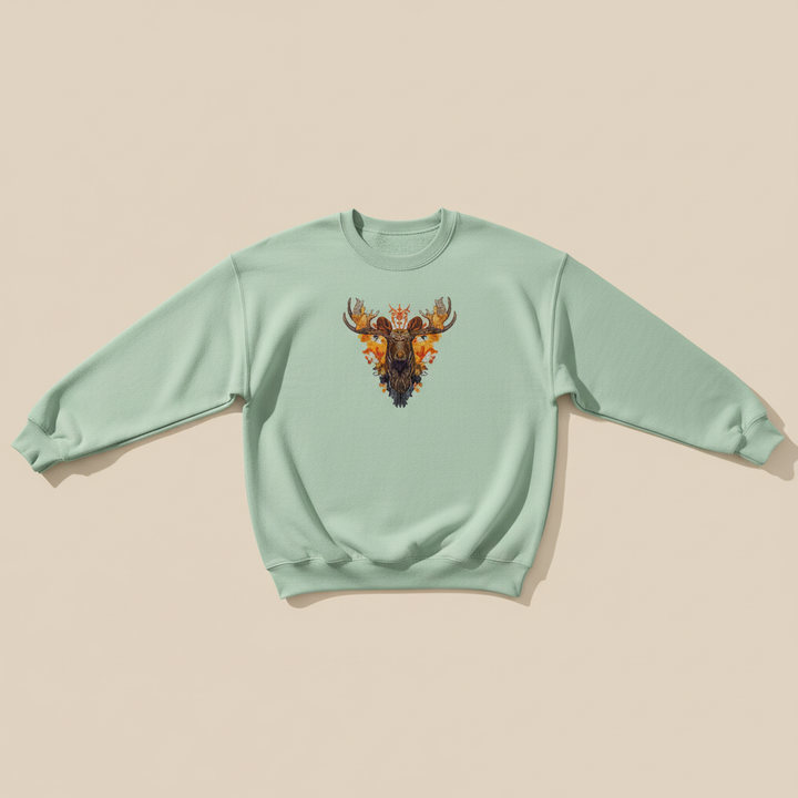 Majestic Autumn Moose — Premium Embroidered Sweatshirt | Original EmbroMania Design