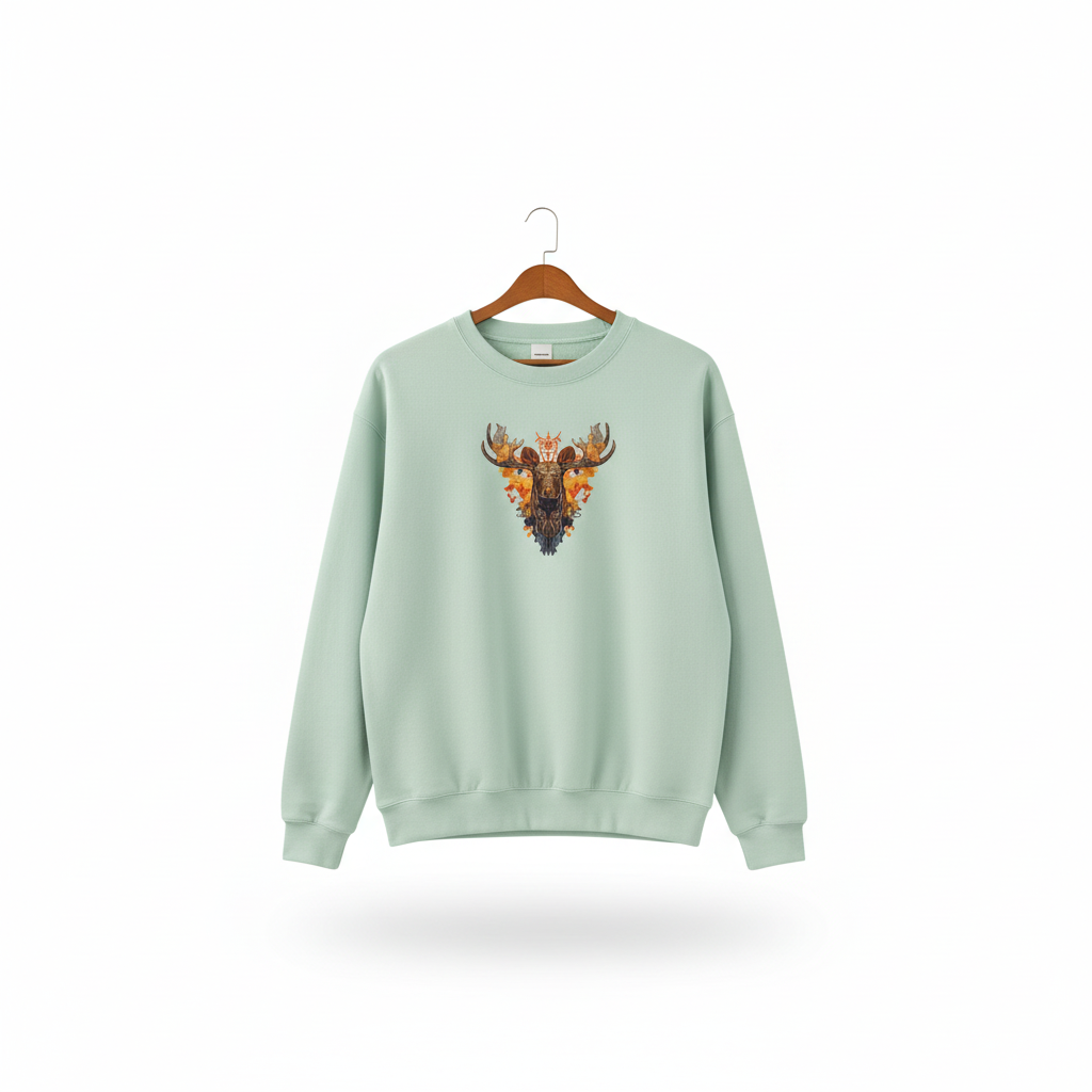 Majestic Autumn Moose — Premium Embroidered Sweatshirt | Original EmbroMania Design