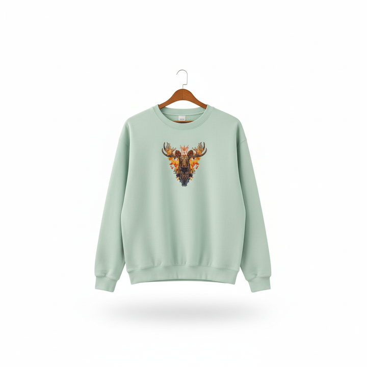 Majestic Autumn Moose — Premium Embroidered Sweatshirt | Original EmbroMania Design