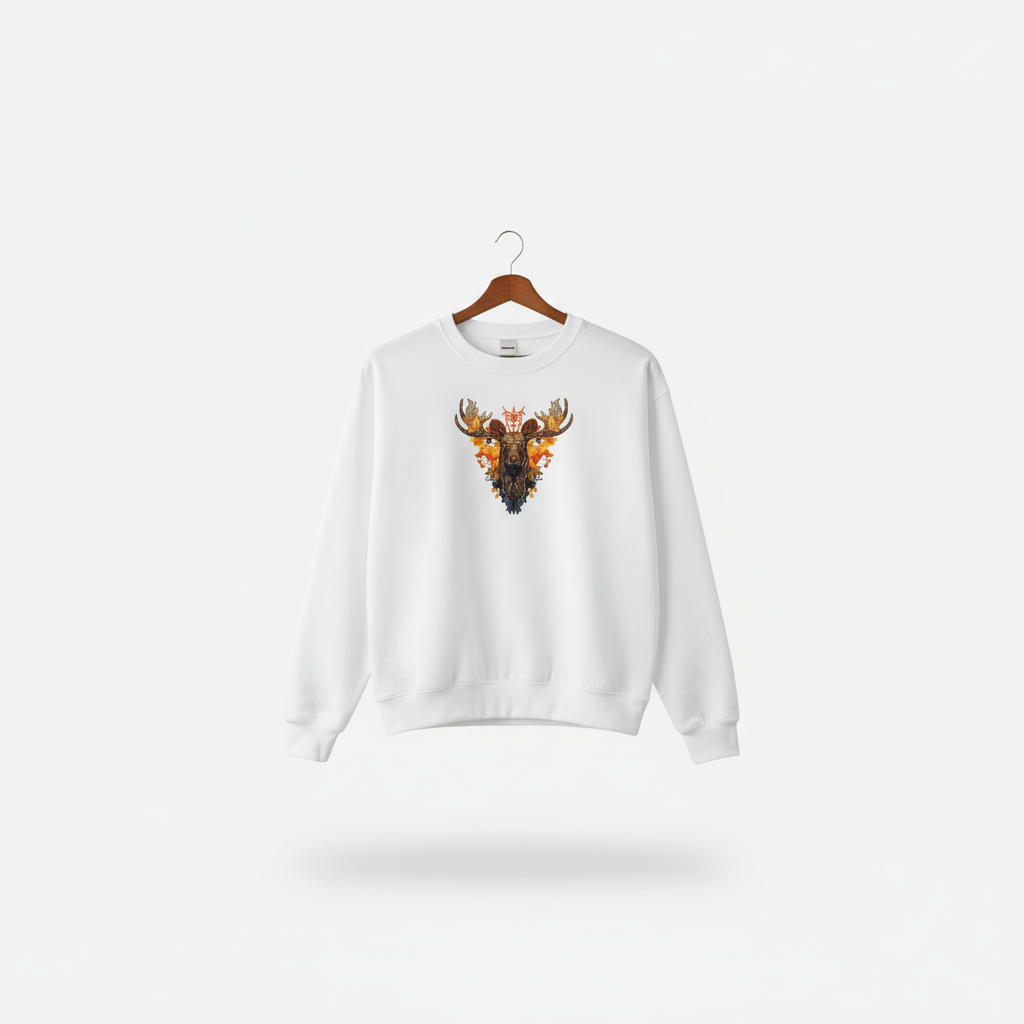 Majestic Autumn Moose — Premium Embroidered Sweatshirt | Original EmbroMania Design
