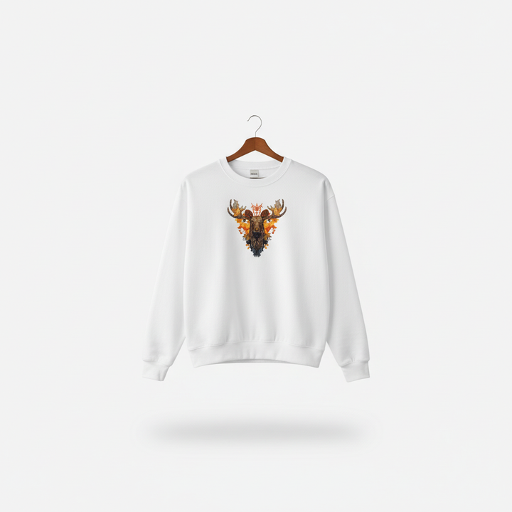 Majestic Autumn Moose — Premium Embroidered Sweatshirt | Original EmbroMania Design