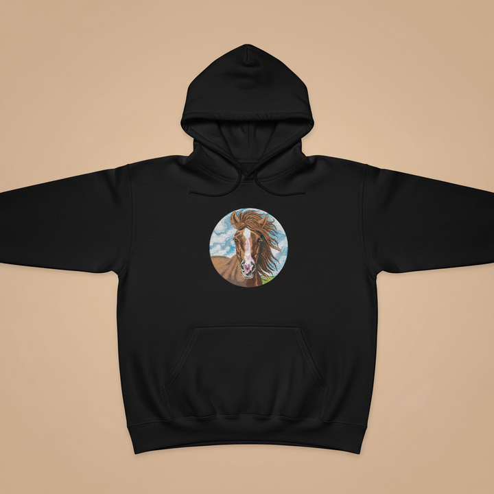 Majestic Horse Portrait — Premium Embroidered Hoodie | Original EmbroMania Design