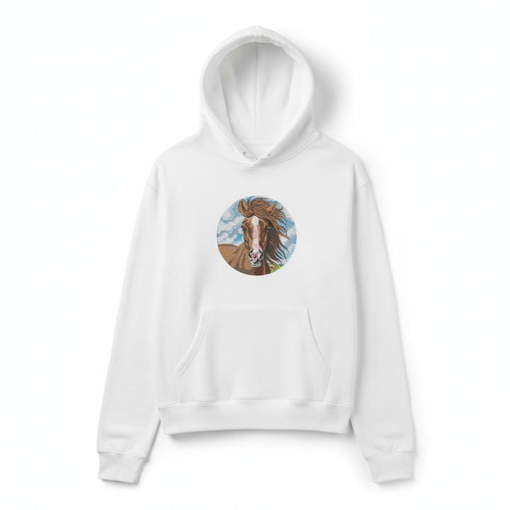 Majestic Horse Portrait — Premium Embroidered Hoodie | Original EmbroMania Design