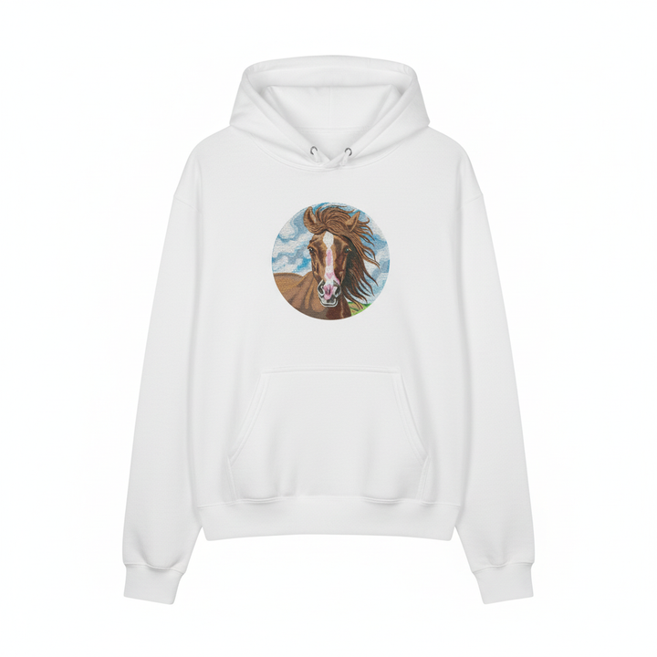 Majestic Horse Portrait — Premium Embroidered Hoodie | Original EmbroMania Design