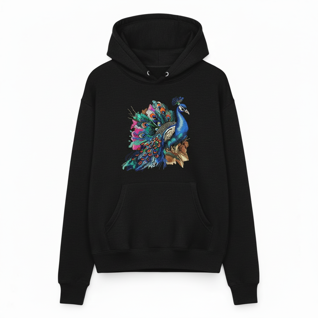 Majestic Peacock — Embroidered Hoodie | EmbroMania