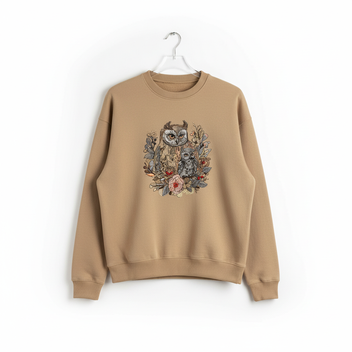 Mama Baby Owl — Premium Embroidered Sweatshirt | Original EmbroMania Design