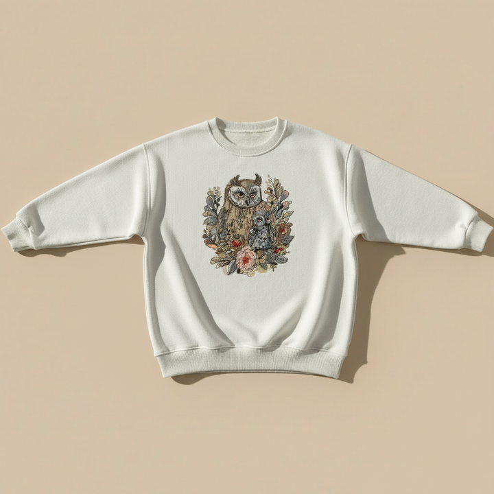 Mama Baby Owl — Premium Embroidered Sweatshirt | Original EmbroMania Design