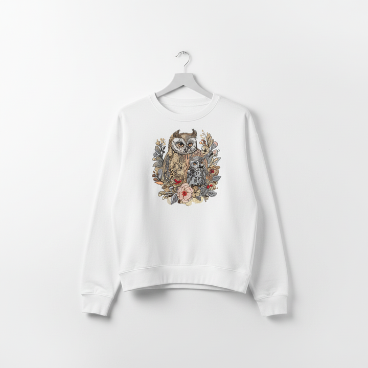 Mama Baby Owl — Premium Embroidered Sweatshirt | Original EmbroMania Design