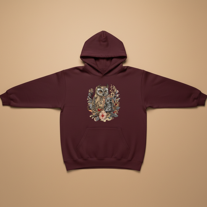 Mama &amp; Baby Owl — Premium Embroidered Hoodie | Original EmbroMania Design
