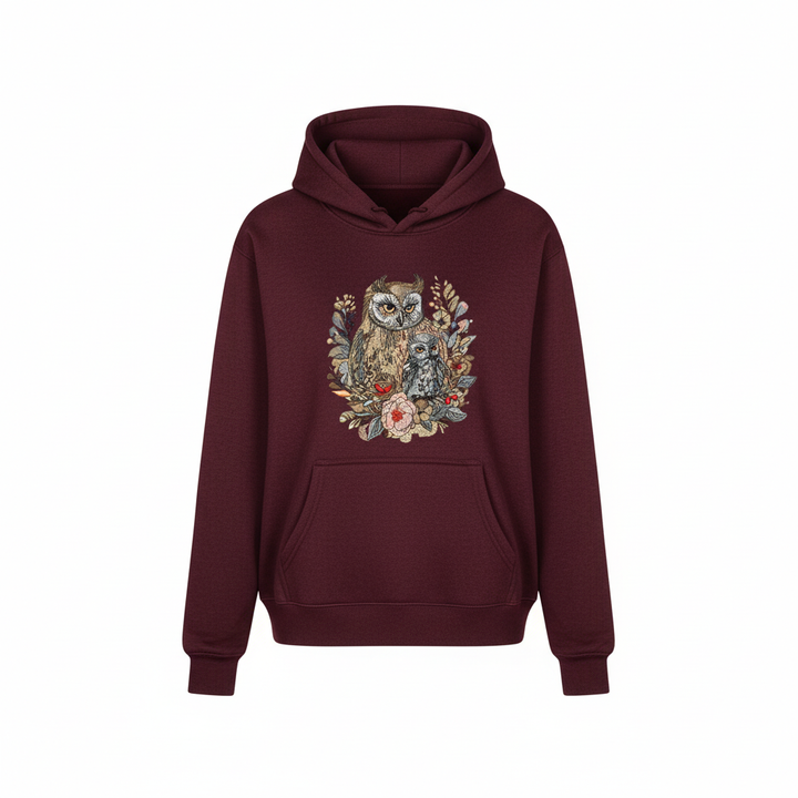Mama &amp; Baby Owl — Premium Embroidered Hoodie | Original EmbroMania Design
