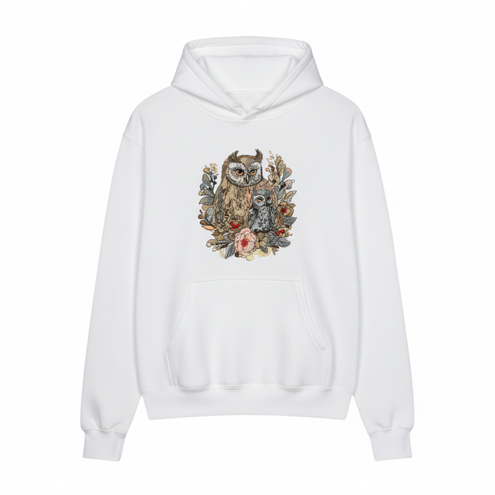 Mama &amp; Baby Owl — Premium Embroidered Hoodie | Original EmbroMania Design