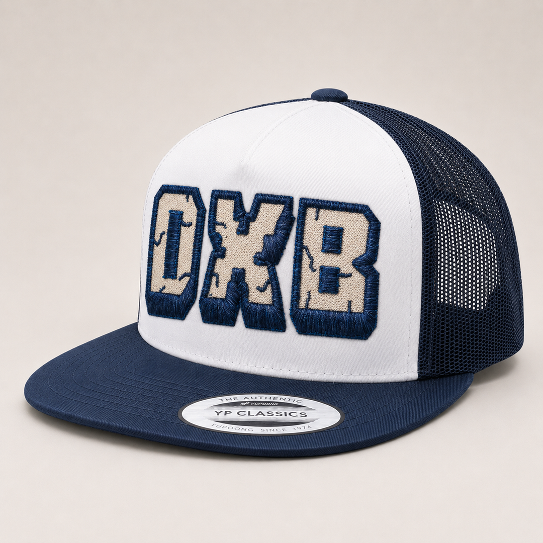 Navy and white cap with &
