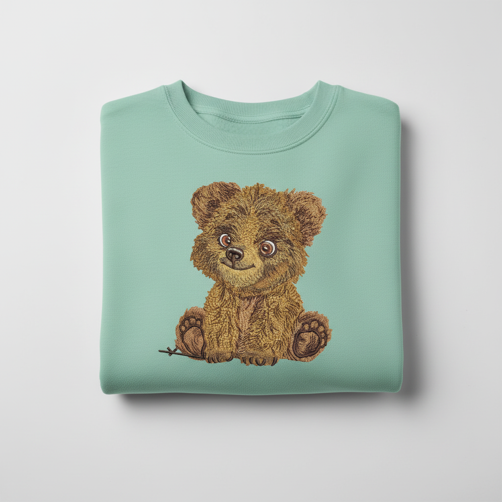 Baby Brown Bear — Premium Embroidered Sweatshirt | Original EmbroMania Design