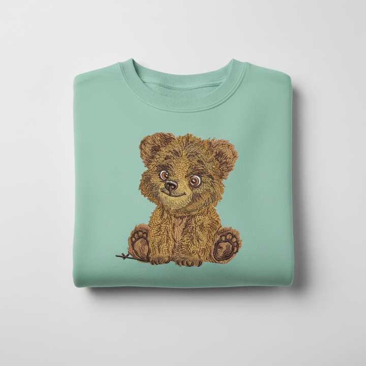 Baby Brown Bear — Premium Embroidered Sweatshirt | Original EmbroMania Design