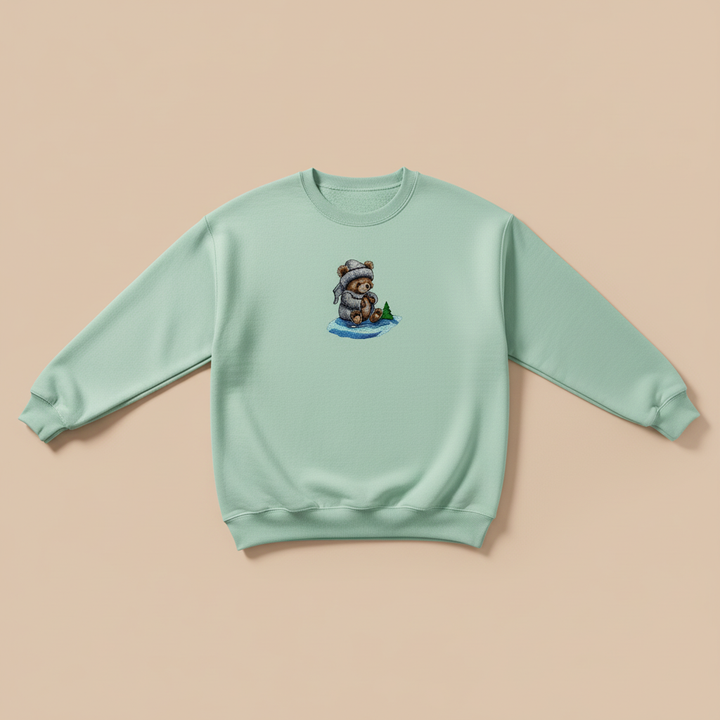 Cozy Moonlit Bear — Premium Embroidered Sweatshirt | Original EmbroMania Design